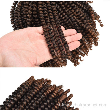 Extension de cheveux de crochet de torsion de ressort nubien synthétique de 8 pouces